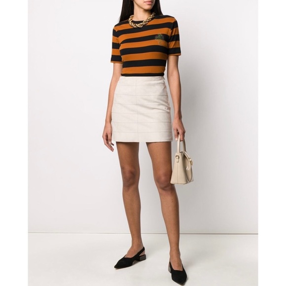 NEW THEORY STRIPE SEAM SUEDE MINI SKIRT - Picture 10 of 10